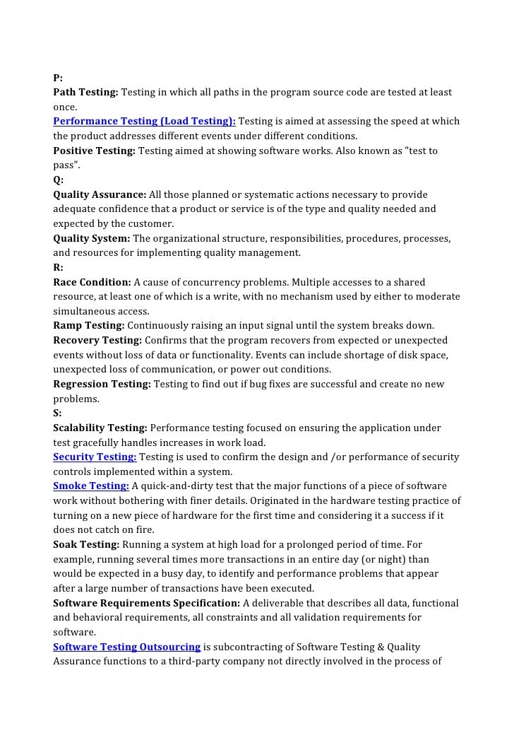 Testing terms & definitions