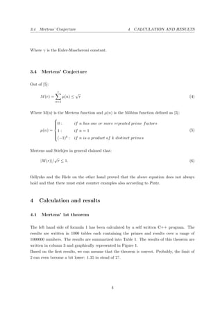 Testing the Mertens theorems and Conjecture PDF