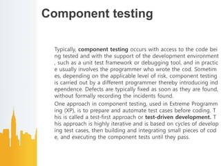 Testing throughout the software life cycle (test levels) | PPTX