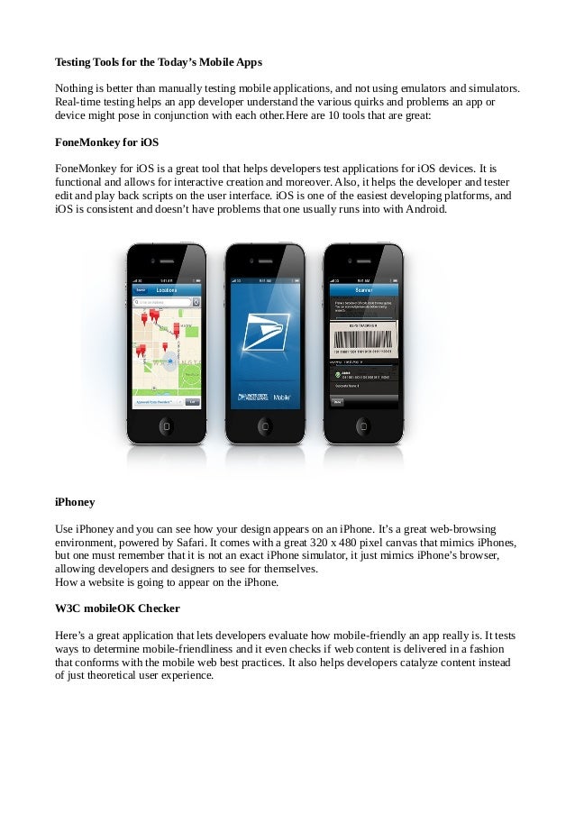 Testing Tools For The Today S Mobile Apps