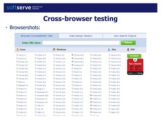 Cross-browser testing
• Browsershots:
 