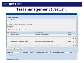 Test management (TestLink)
 