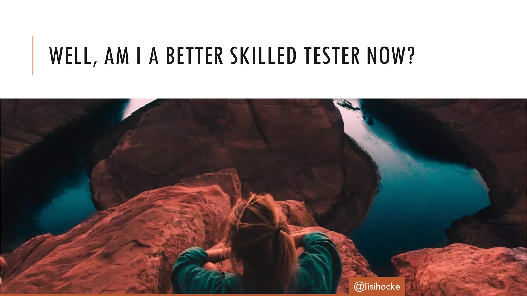 WELL, AM I A BETTER SKILLED TESTER NOW?
@lisihocke
 