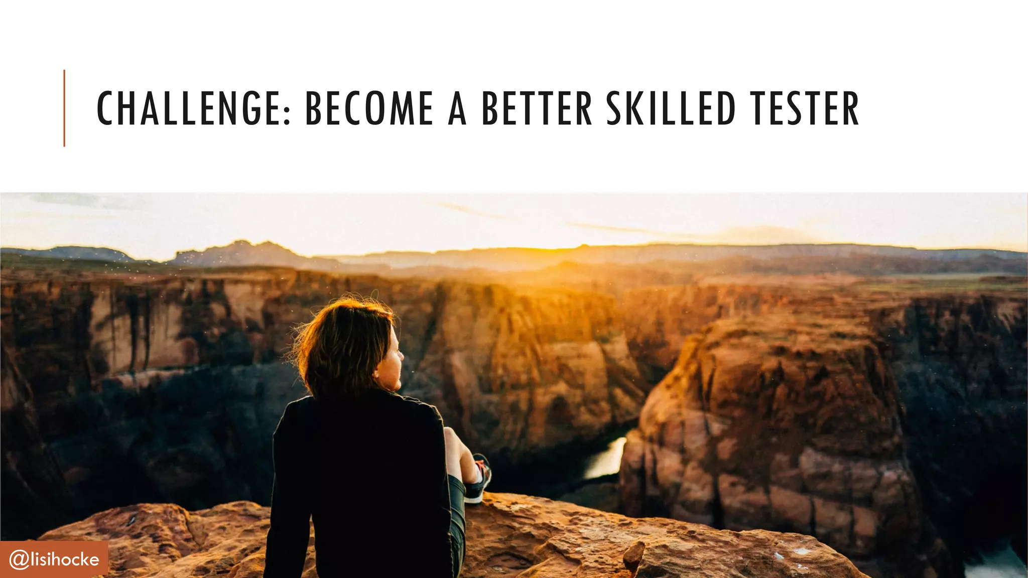 CHALLENGE: BECOME A BETTER SKILLED TESTER
@lisihocke
 