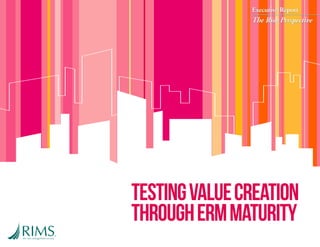 Executive Report
The Risk Perspective
TESTINGVALUECREATION
THROUGHERMMATURITY
Executive Report
The Risk Perspective
 
