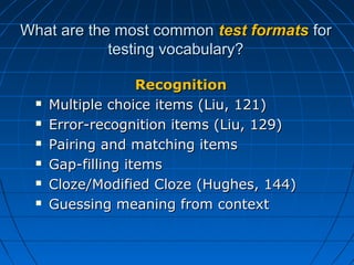 Testing vocabulary