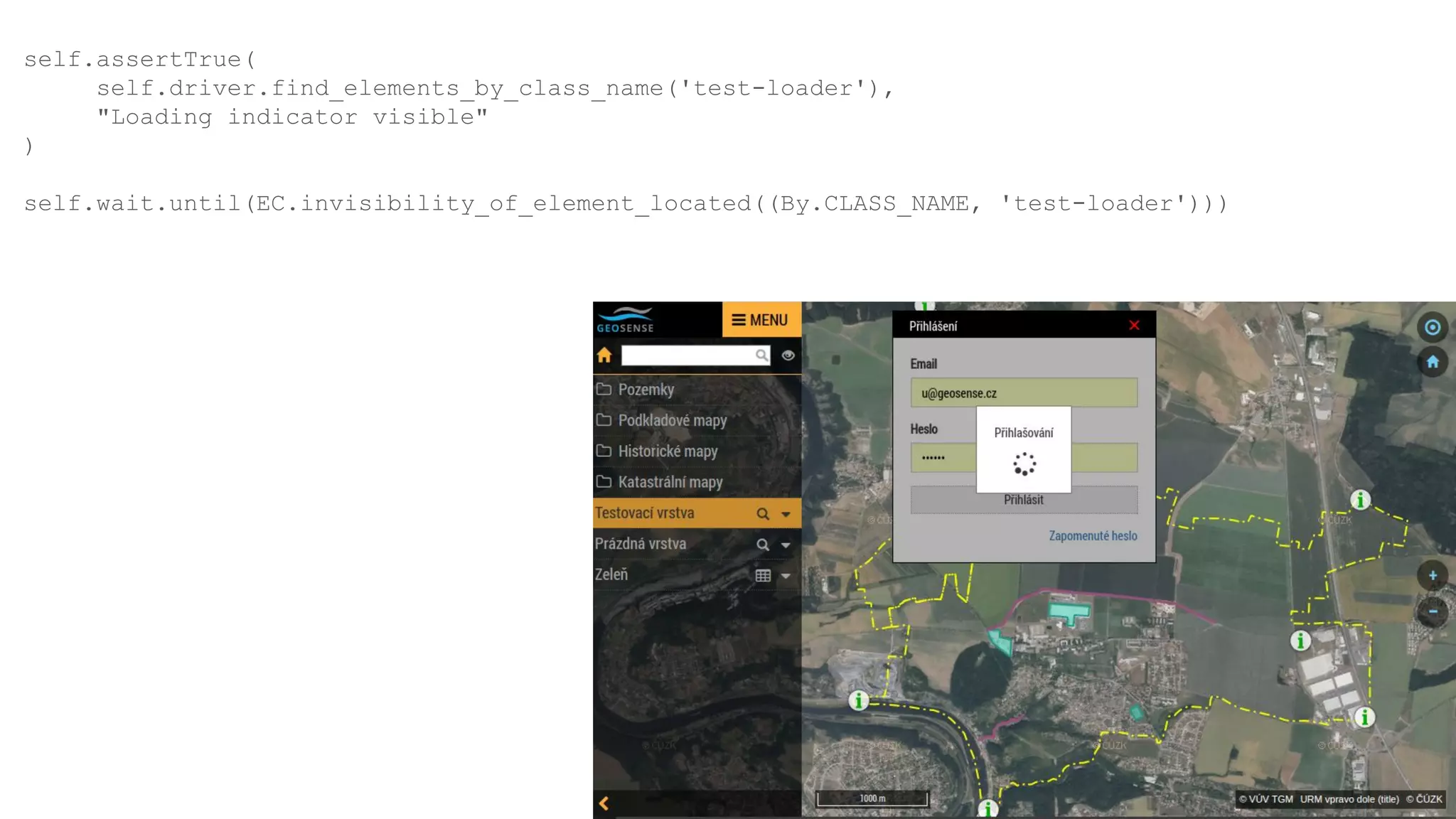 self.assertTrue(
self.driver.find_elements_by_class_name('test-loader'),
"Loading indicator visible"
)
self.wait.until(EC.invisibility_of_element_located((By.CLASS_NAME, 'test-loader')))
 