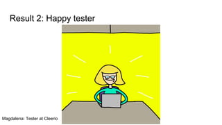 Result 2: Happy tester
Magdalena: Tester at Cleerio
 