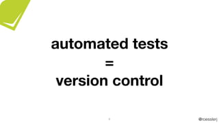 @roesslerj8
automated tests
=
version control
 