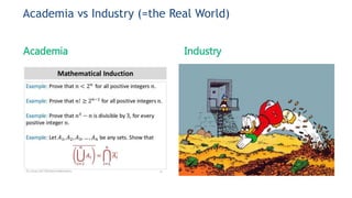 Academia vs Industry (=the Real World)
Academia Industry
 
