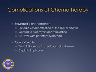 Seminoma EC IIABRadioterapia AdjuvanteDose de 30 a 36 Gy,  incluindo além da região para-aórtica, a região ilíaca ipsilateral.No EC IIB, as margens laterais devem se estender por 1,5 cm além dos linfonodos acometidos.Taxas de recorrência em 6 anos para estádios IIA e IIB de 5% e 11%, respectivamente; sobrevida global no período próxima a 100% 