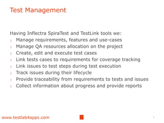 Testlink Coverage Report Example Testlab4apps- mobile application testing | PPT