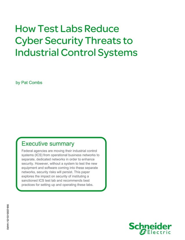 How Test Labs Reduce Cyber Security Threats to Industrial Control Systemse cyber security
