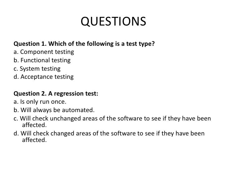 Test levels and types
