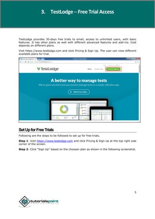 Testlodge tutorial | PDF