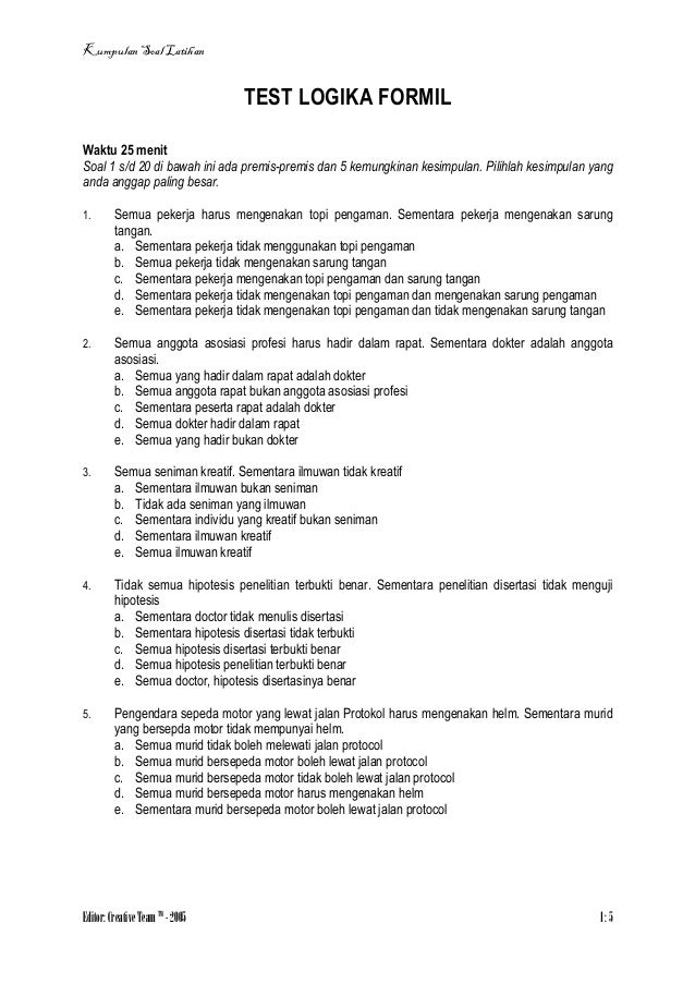 Contoh Soal Psikotes Kerja Pdf