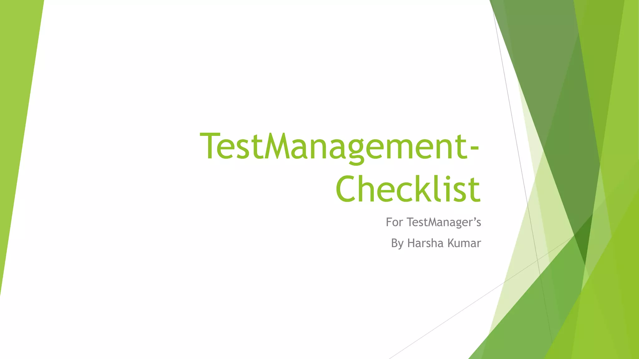 Test management checklist | PPTX