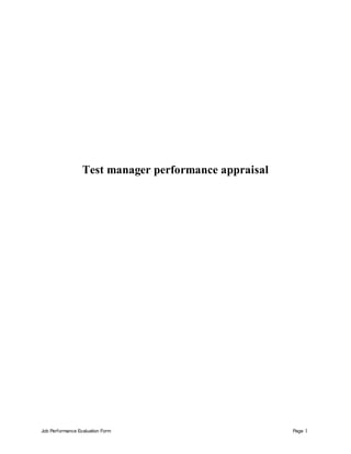 Job Performance Evaluation Form Page 1
Test manager performance appraisal
 