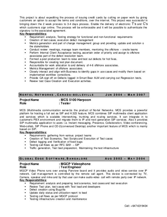 test manager resumes