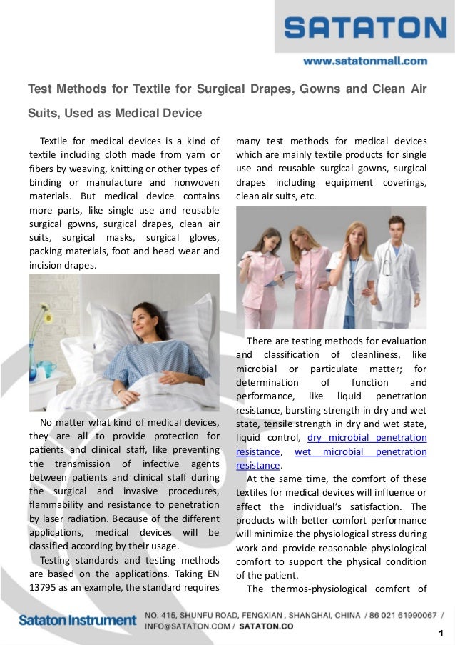 Test Methods For Textile For Surgical Drapes Gowns And Clean Air Sui