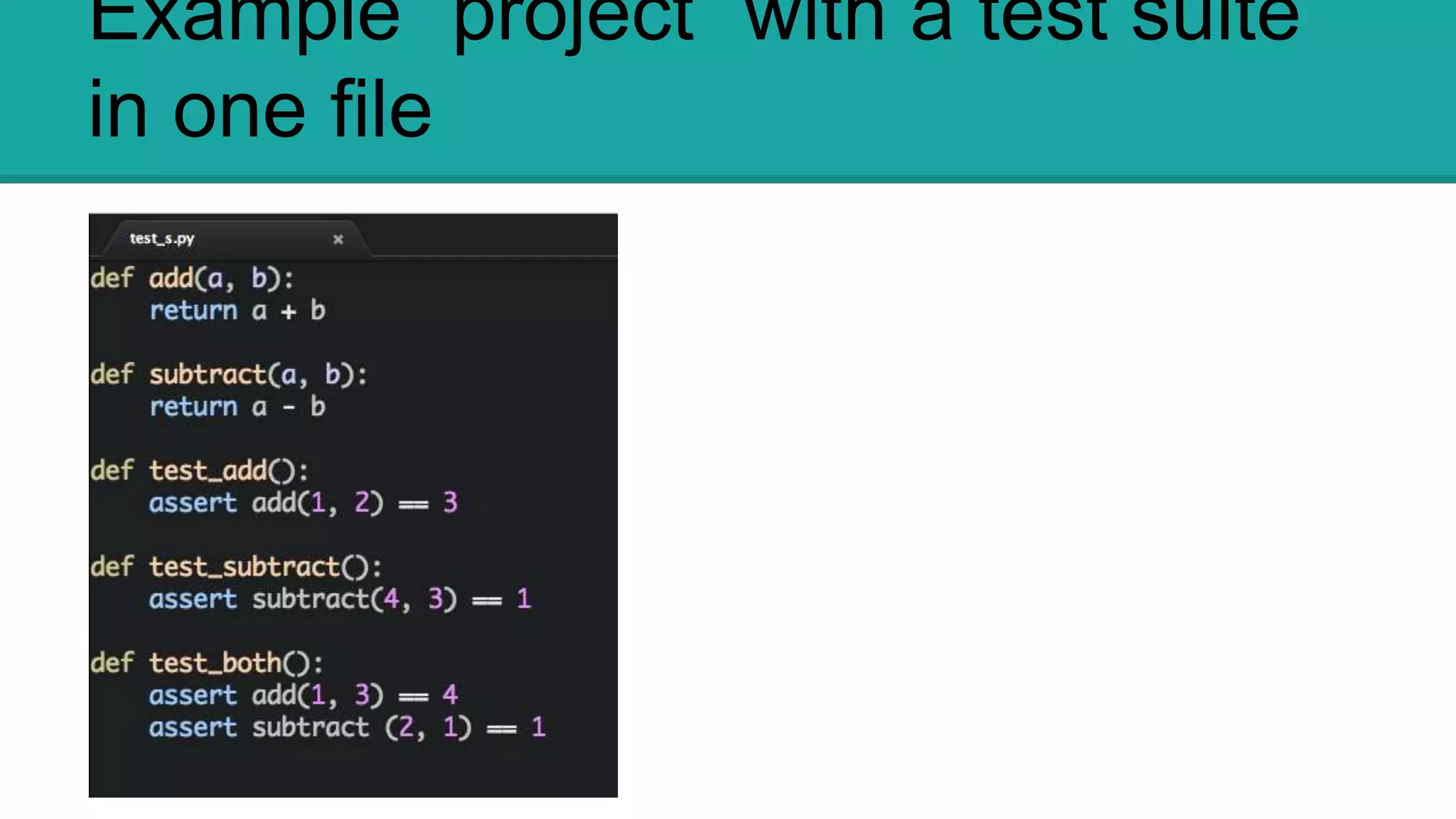 Example “project” with a test suite in one file
 