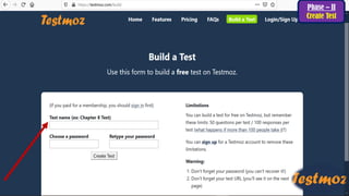 Phase – II
Create Test
 