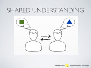 Agile Development Consulting BVcopyright(©) 2014
SHARED UNDERSTANDING
 