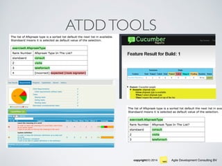 Agile Development Consulting BVcopyright(©) 2014
ATDDTOOLS
 