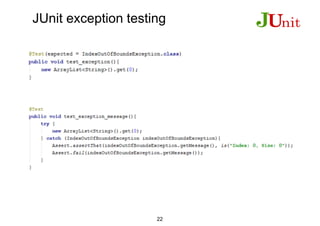 JUnit exception testing
22
 