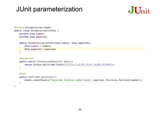 JUnit parameterization
25
 
