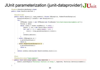 JUnit parameterization (junit-dataprovider)
30
 