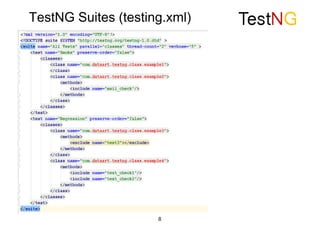 TestNG Suites (testing.xml)
8
 