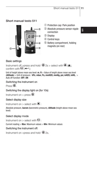 Hướng dẫn sử dụng Testo 511 | PDF