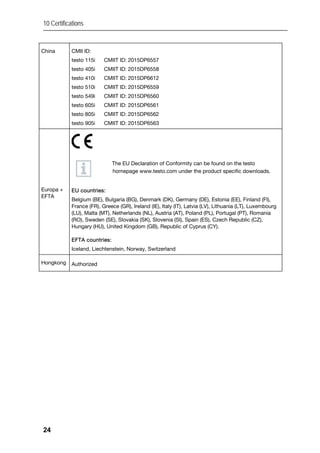 Hướng dẫn sử dụng Đầu dò nhiệt độ Testo 805i | PDF