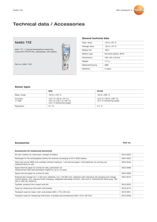 Testo 112 datasheet 2012 | PDF