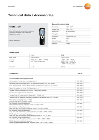 Testo 720 datasheet 2012 | PDF
