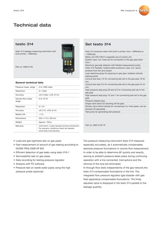 Testo 314 datasheet 2012 | PDF