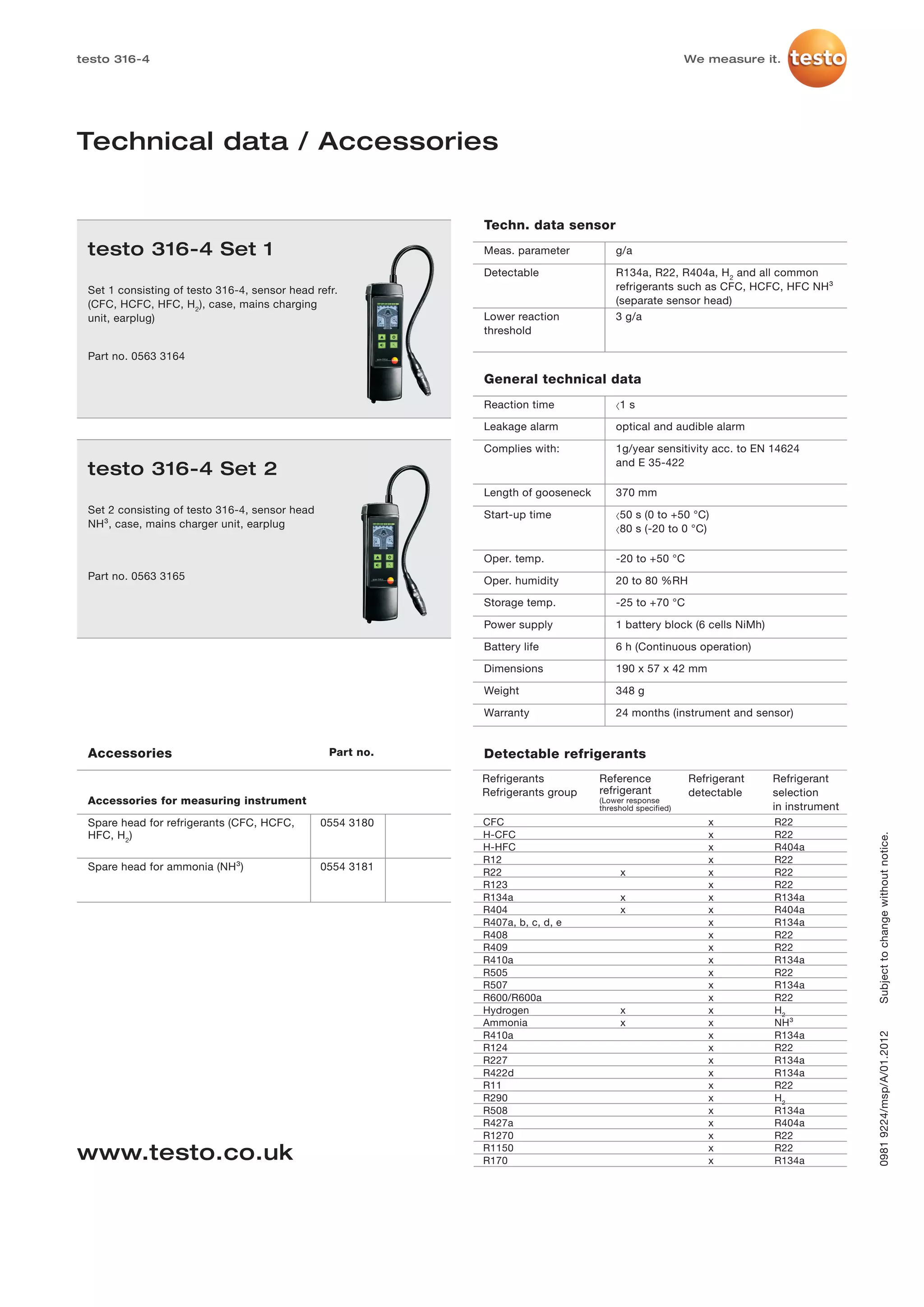 Testo 316 4 datasheet 2012 | PDF
