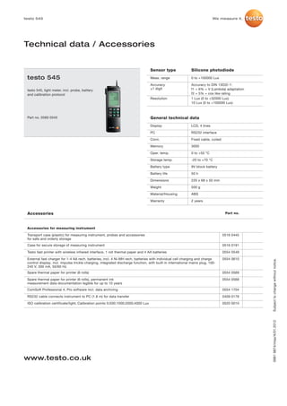 Testo 545 datasheet 2012 | PDF