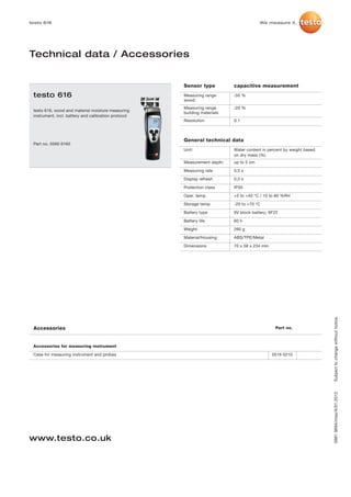 Testo 616 datasheet 2012 | PDF