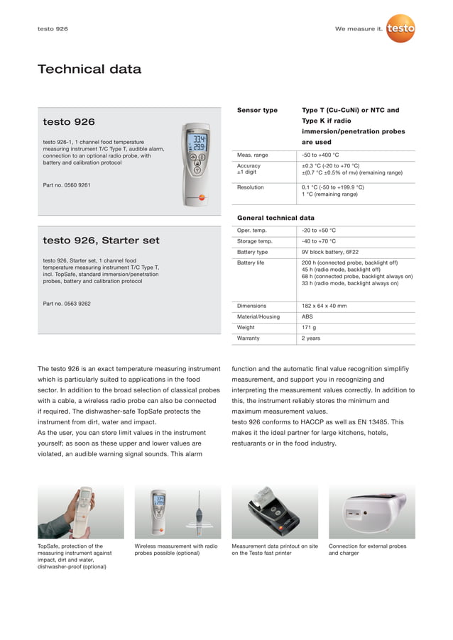 Testo 926 datasheet 2012 | PDF | Consumer Electronics | Technology ...