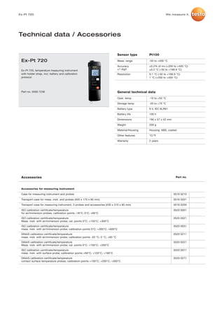 Testo ex pt 720 datasheet 2012 | PDF