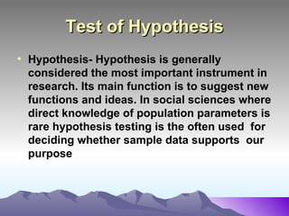 Test of Hypothesis ,[object Object]