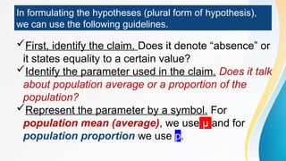 Hypotesis In Math Test of Hypothesis, formulating hypothesis and types of error.pptx