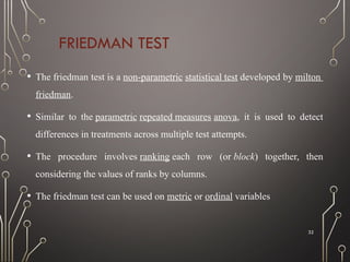 Friedman Test Ranking TEST OF SIGNIFICANCE.pptx ests of Significance: Process, Example and ...