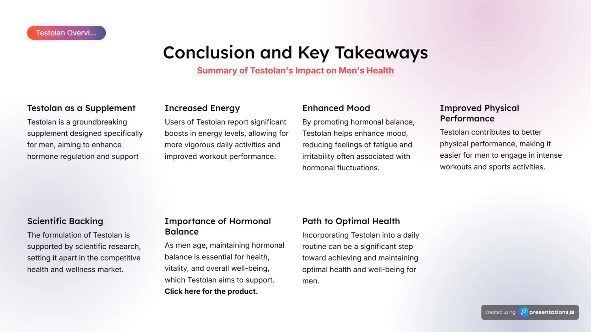 Testolan Hormone Management Presentation.