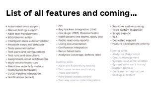 List of all features and coming…
 