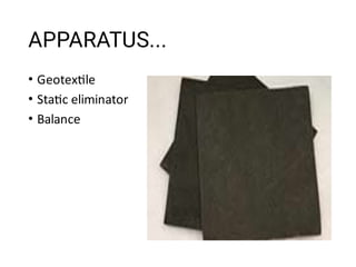 Test on geotextile apparent opening size and porosity | PDF