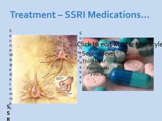 Treatment – SSRI Medications…
 S
                S
 o
                o
 u
 rc           Click to edit Master text style
                u
                rc
 e:
 W             e:Second level
                P
 ik            ixThird level
 ip
                a ▪ Fourth level
 e
                b
 di                 ▪ Fifth level
                a
 a
                y
 c
 o
 m
 m
 o
Sn
S
 