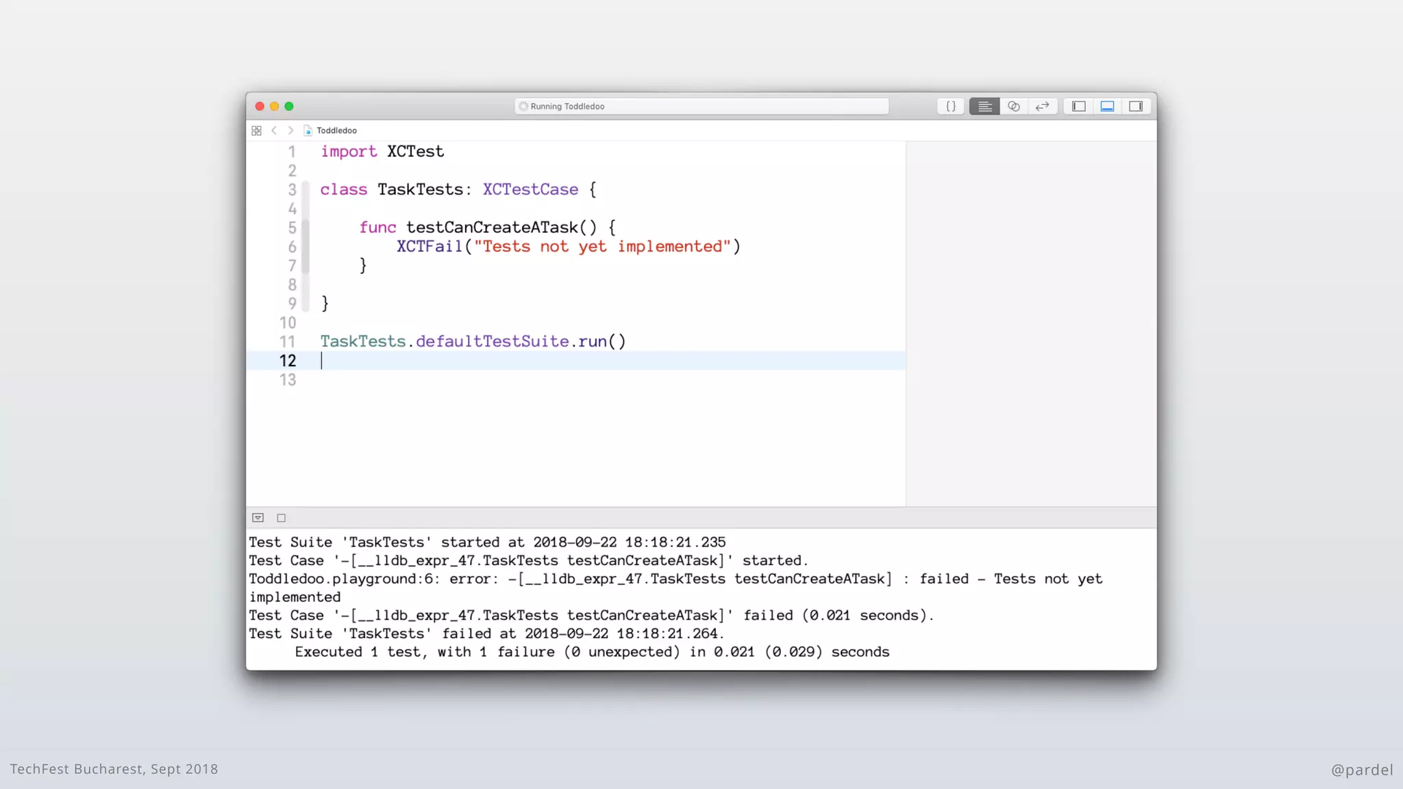 TechFest Bucharest, Sept 2018 @pardel
 